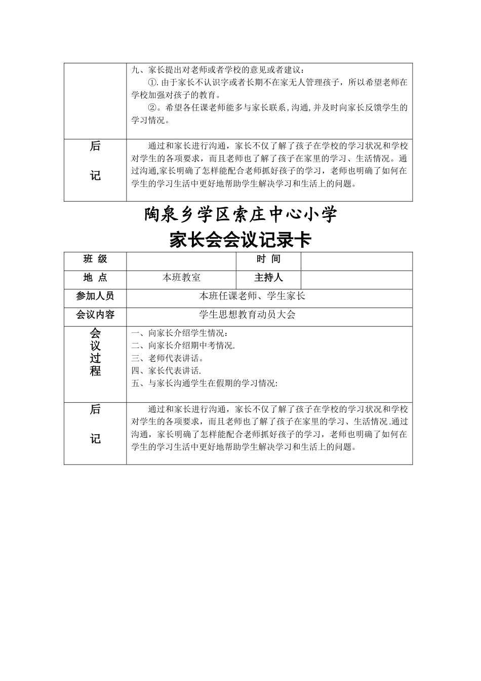 家长会会议记录表1_第3页