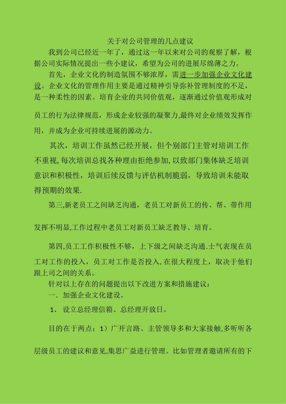 对公司管理的几点建议_第1页