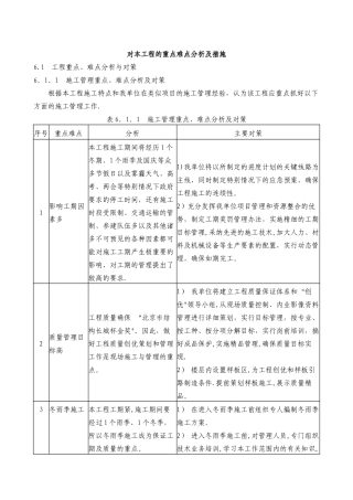 对本工程的重点难点分析及措施