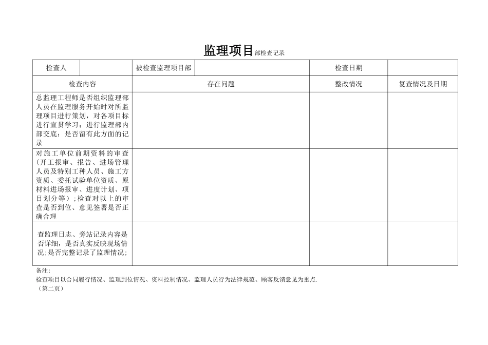 对监理项目部检查表_第2页