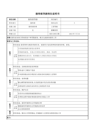 导游岗位说明书