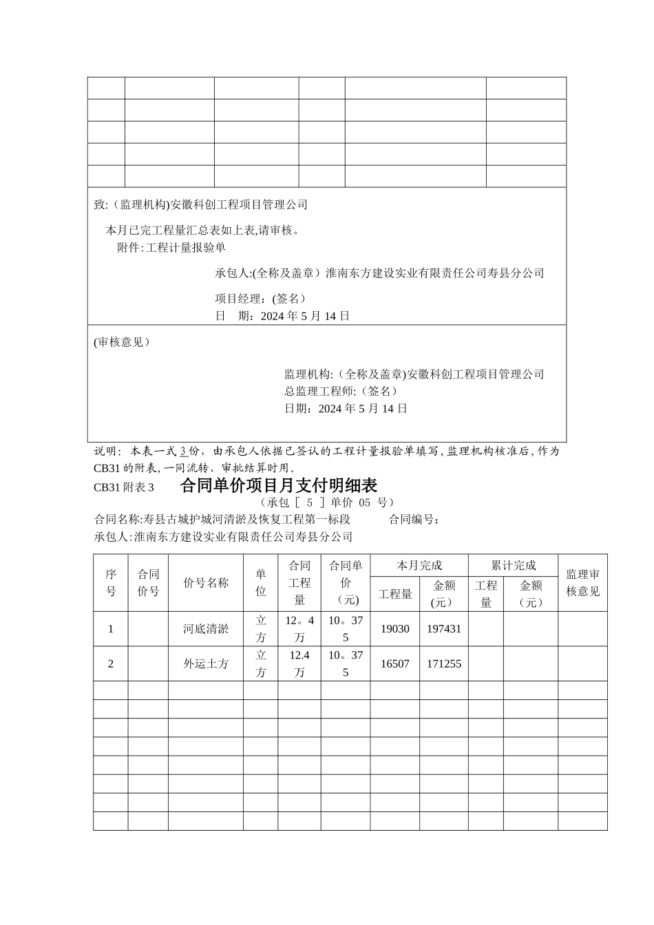 寿县古城护城河清淤及恢复工程支付用表1标_第3页