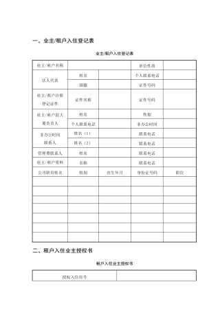 小区住户基本信息表