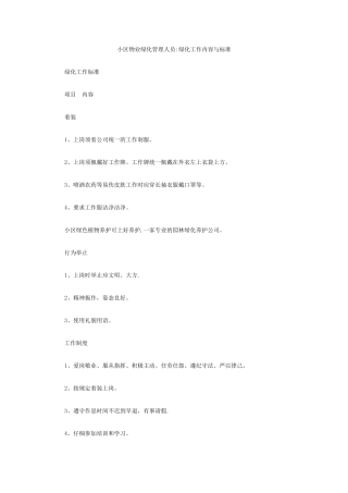 小区物业绿化管理人员：绿化工作内容与标准