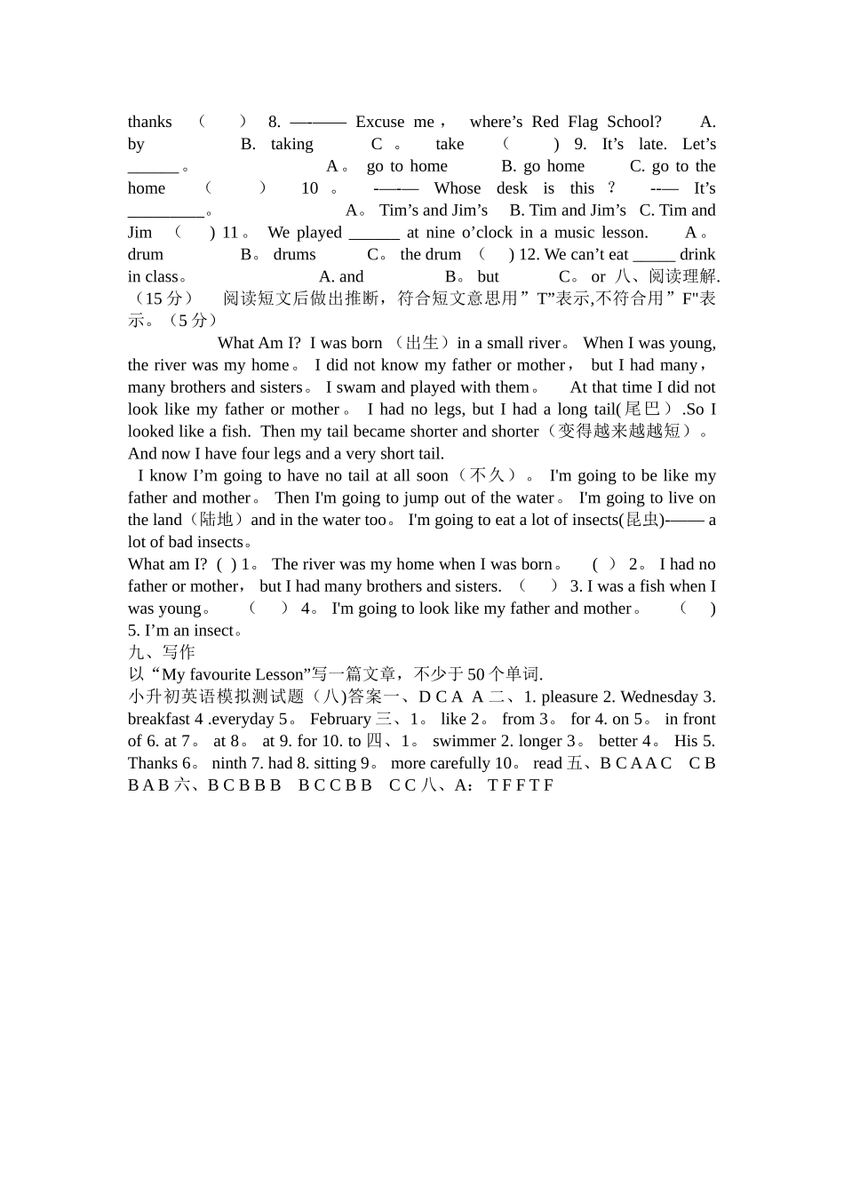 小升初英语试卷及答案_第2页