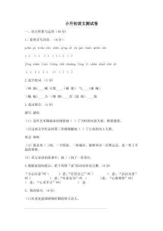 小升初语文测试卷