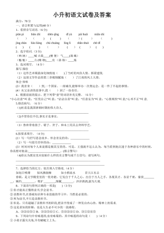 小升初语文试卷及答案