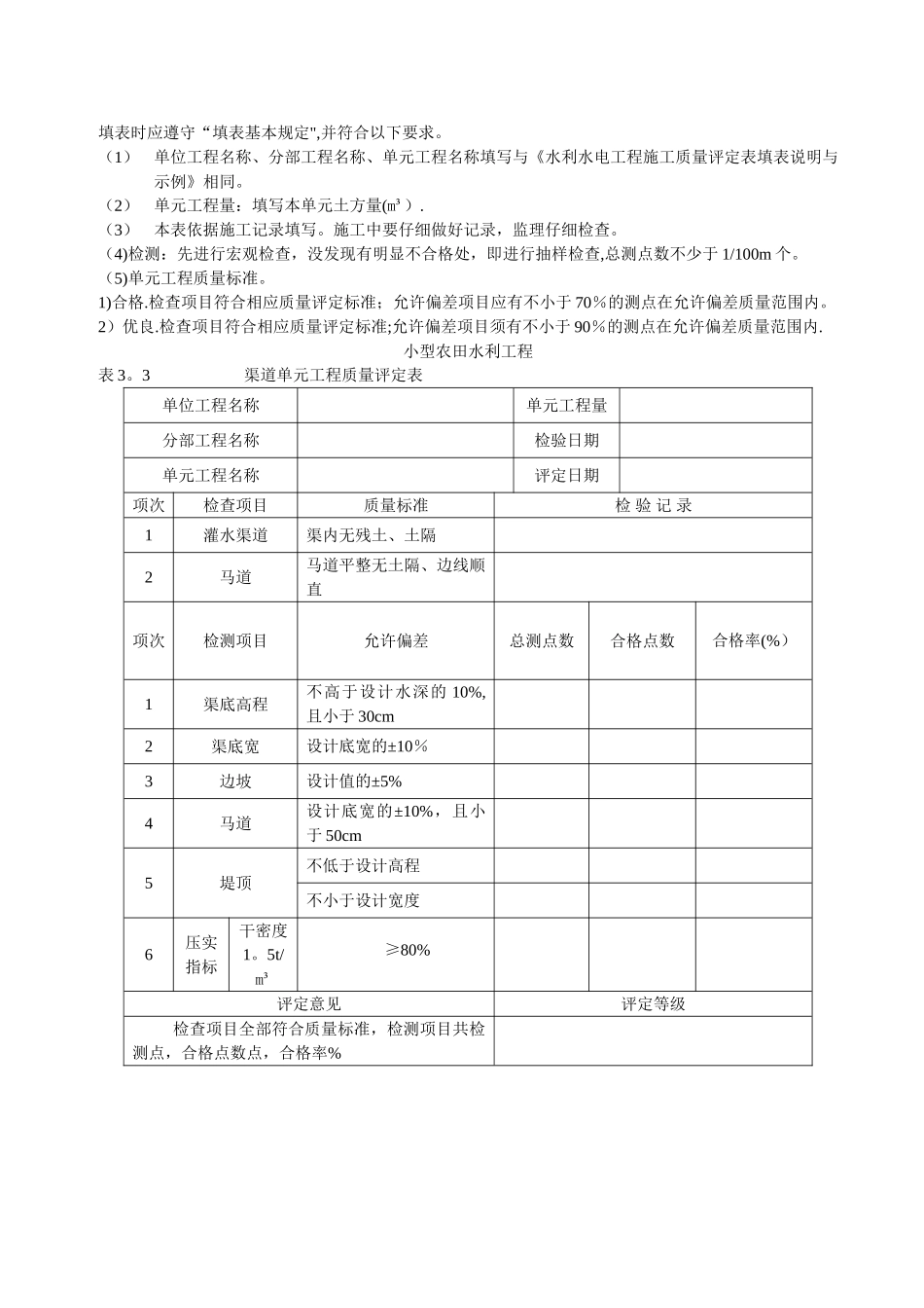 小型农田水利工程单元工程质量评定表_第3页
