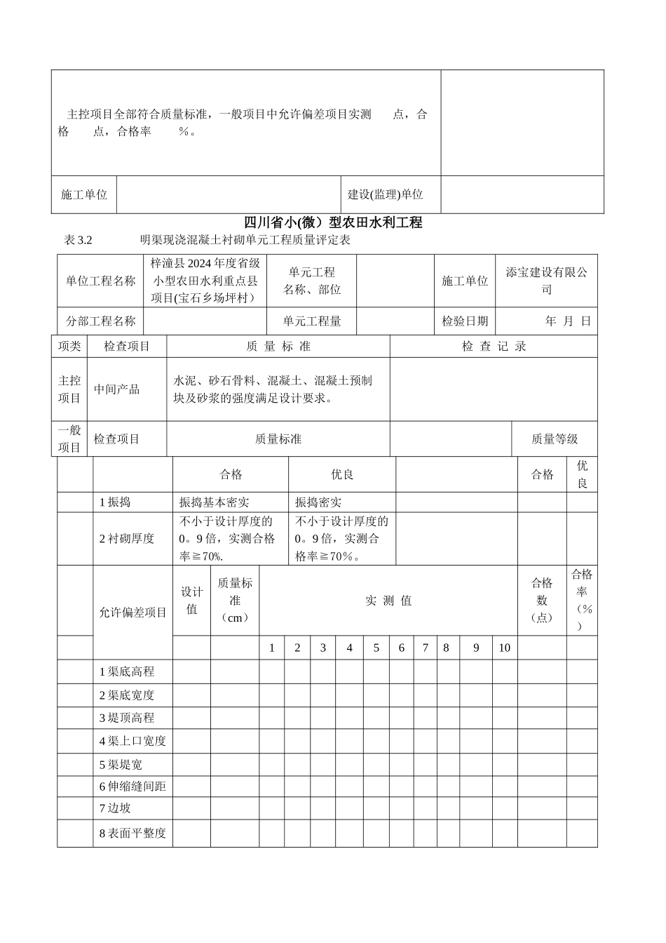 小型农田水利工程施工质量检验与评定规程(3单元专用表格)_第2页