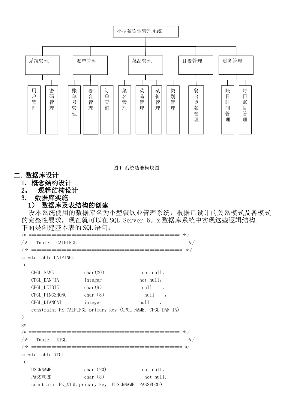 小型餐饮管理系统-数据库设计报告_第2页