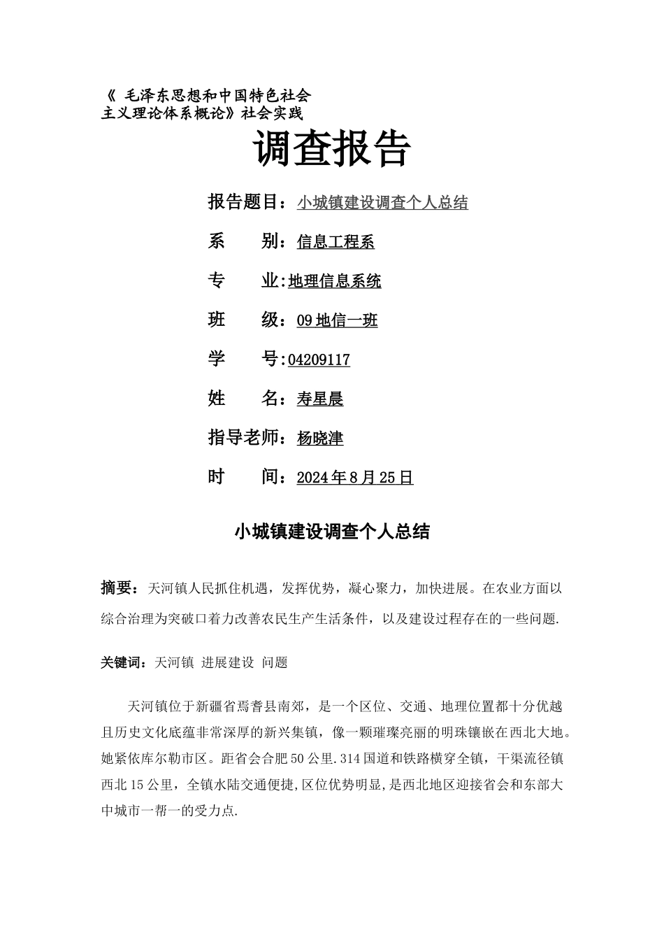 小城镇建设调查个人总结_第1页