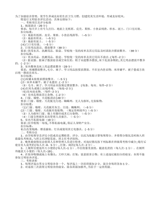 小学“文明宿舍”量化考核评分细则