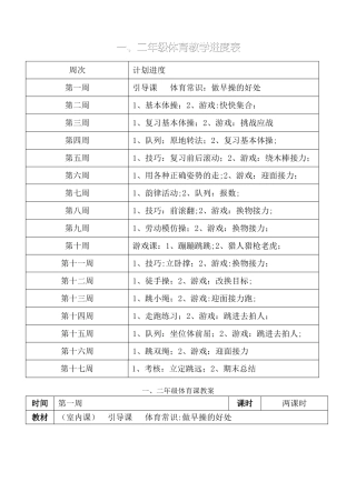 小学一年级体育教案全集