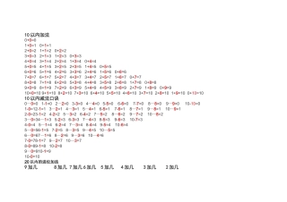 小学一年级加法表