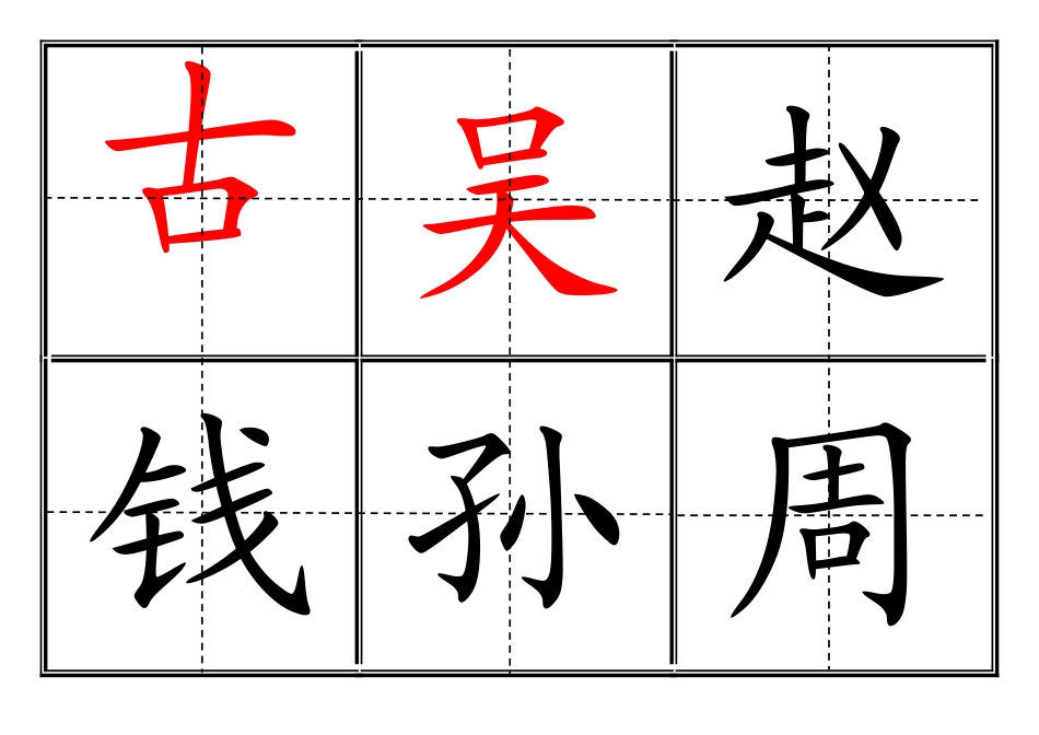 小学一年级生字表卡片模板(田字格)_第3页