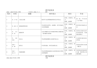小学一年级美术-教学进度表