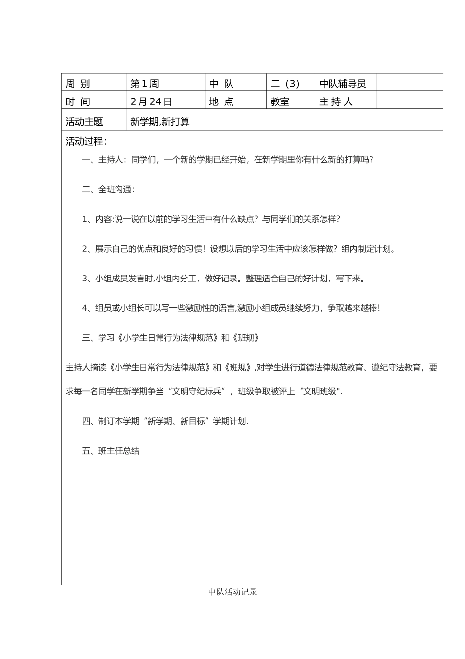 小学中队活动记录表_第2页