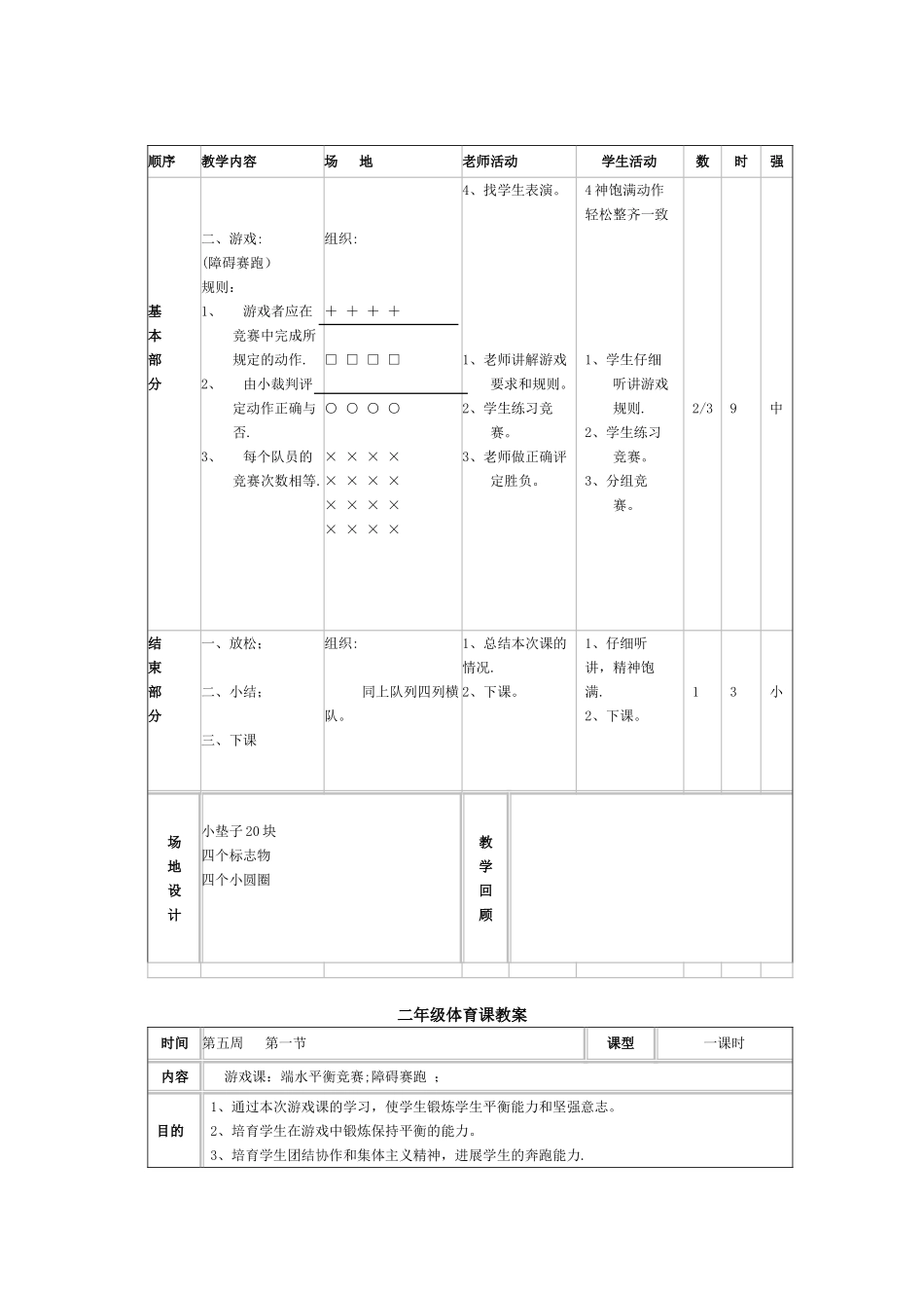 小学二年级体育课教案全集_第2页