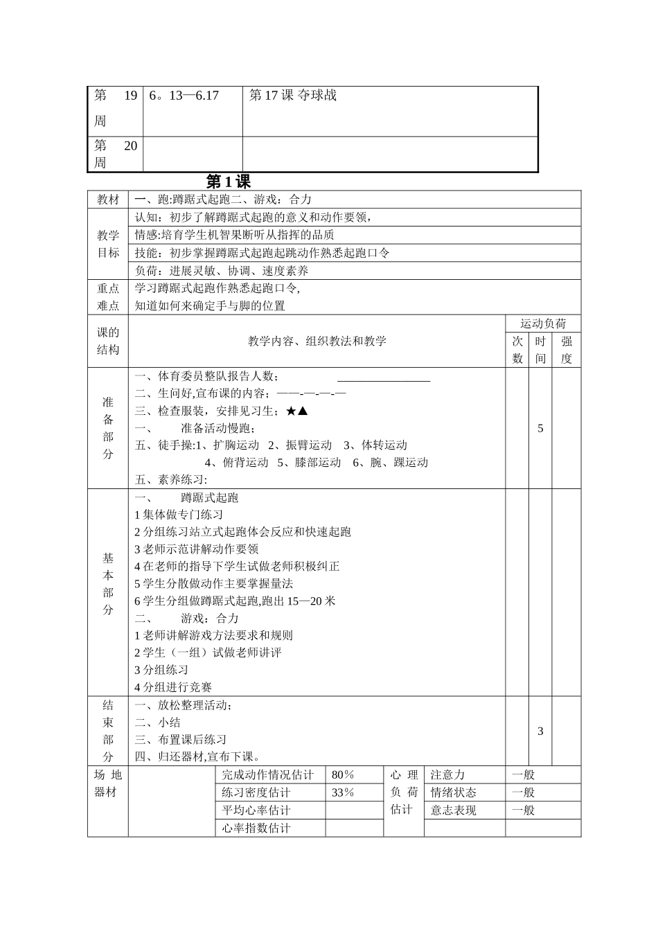 小学五年级下册体育课教案-修改完整_第2页