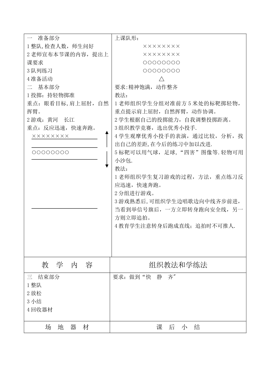 小学体育二年级下册全册教案表格式_第3页