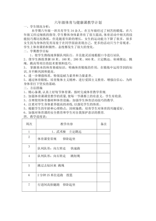 小学体育六年级下册体育教案