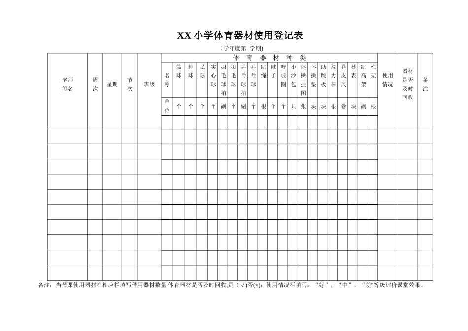 小学体育器材使用使用登记表_第2页