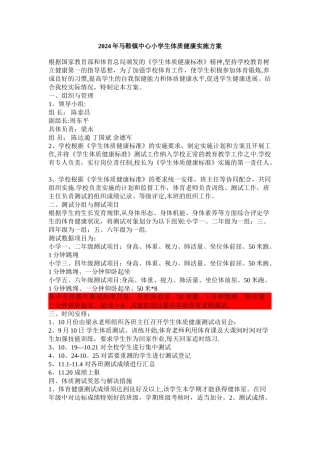 小学体质健康测试方案