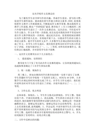 小学作文竞赛总结