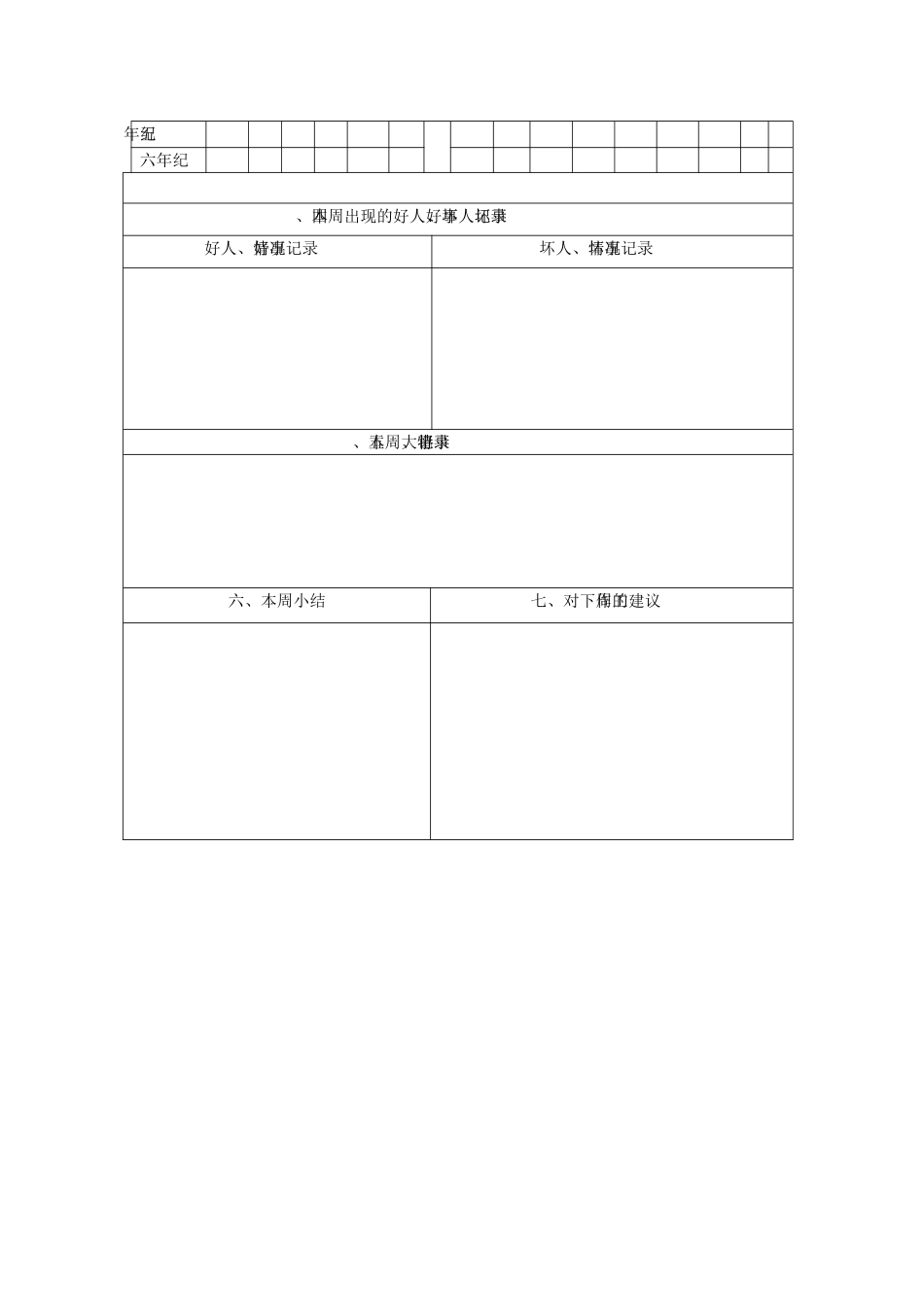 小学值周记录表_第2页