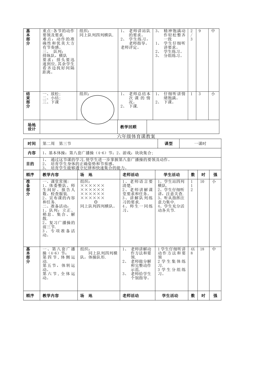 小学六年级下册体育课教案_第3页