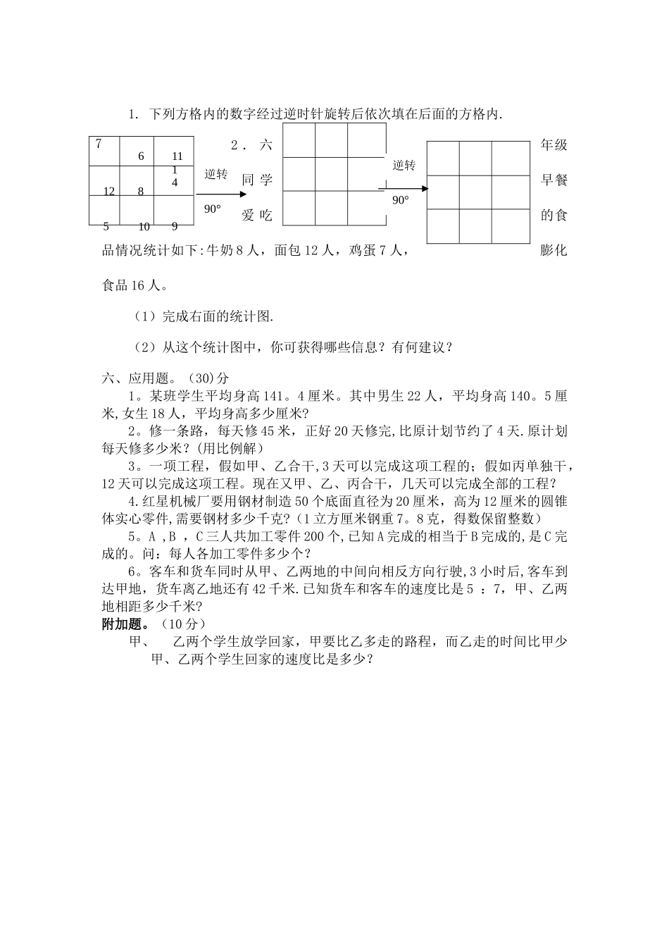 小学六年级全真模拟试卷_第3页