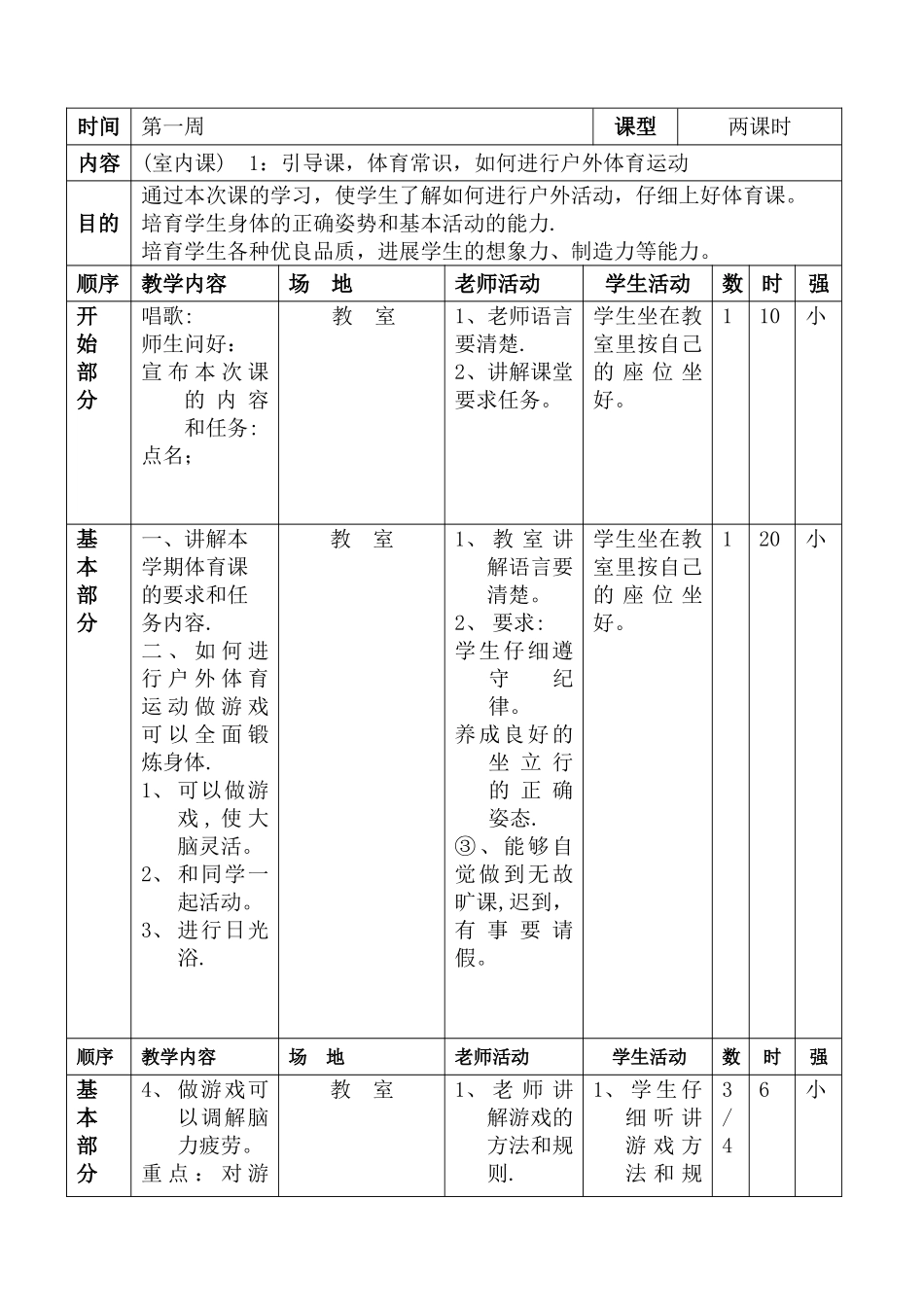 小学四年级下册体育教案全集_第1页
