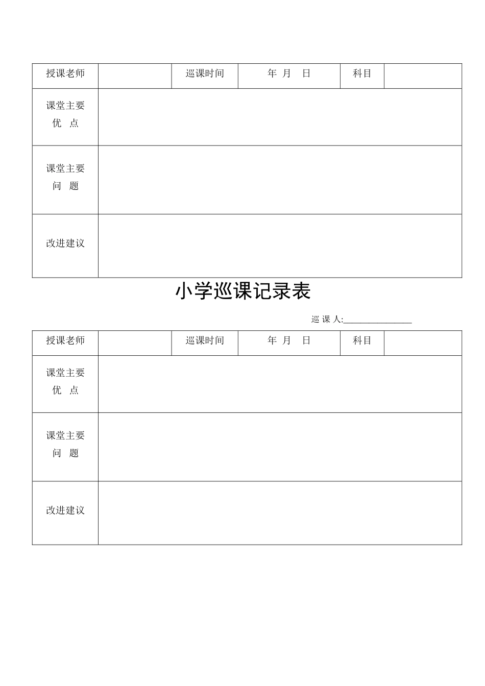 小学巡课记录表-及巡课制度_第2页