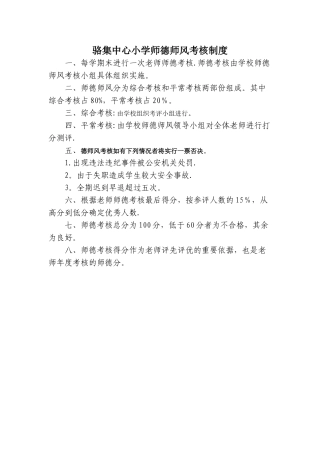 小学师德师风考核制度