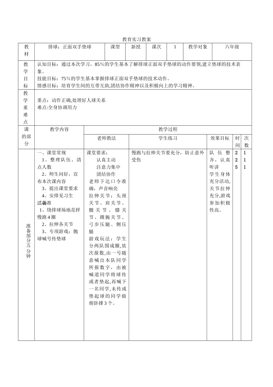 小学排球教学教案_第1页
