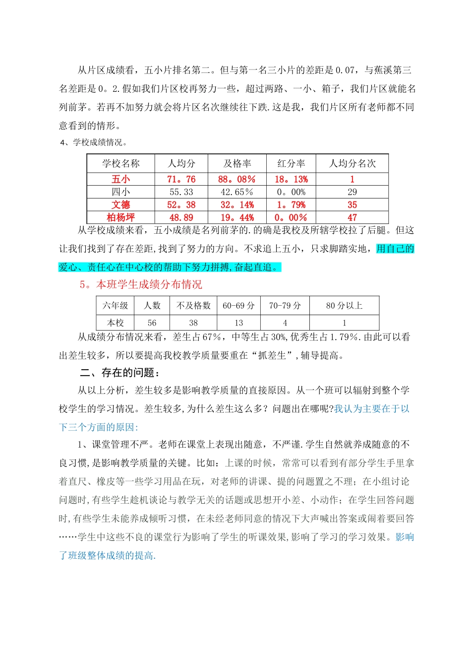 小学教学质量监测分析报告_第3页