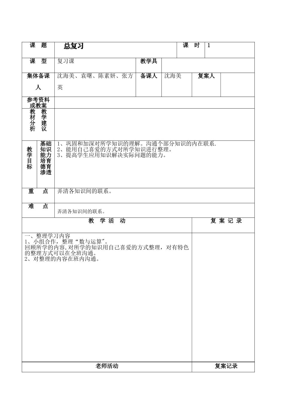 小学教师备课教案模板_第2页