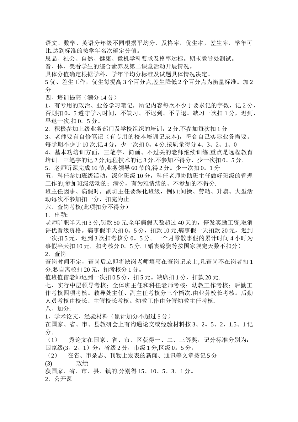 小学教师量化考核细则_第3页