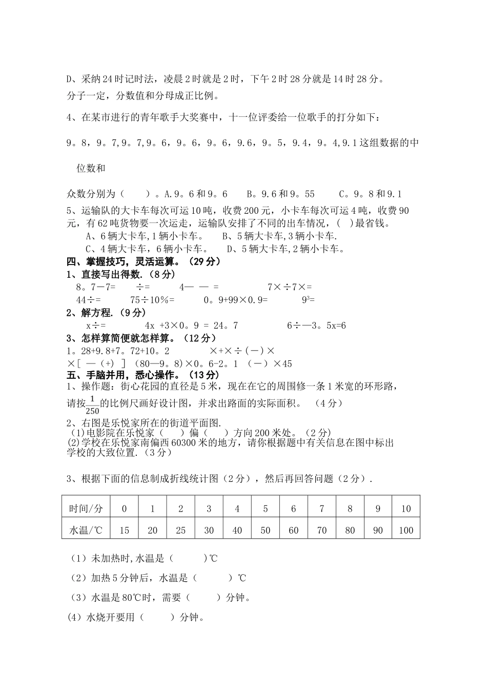小学数学六年级下册期末试卷_第2页