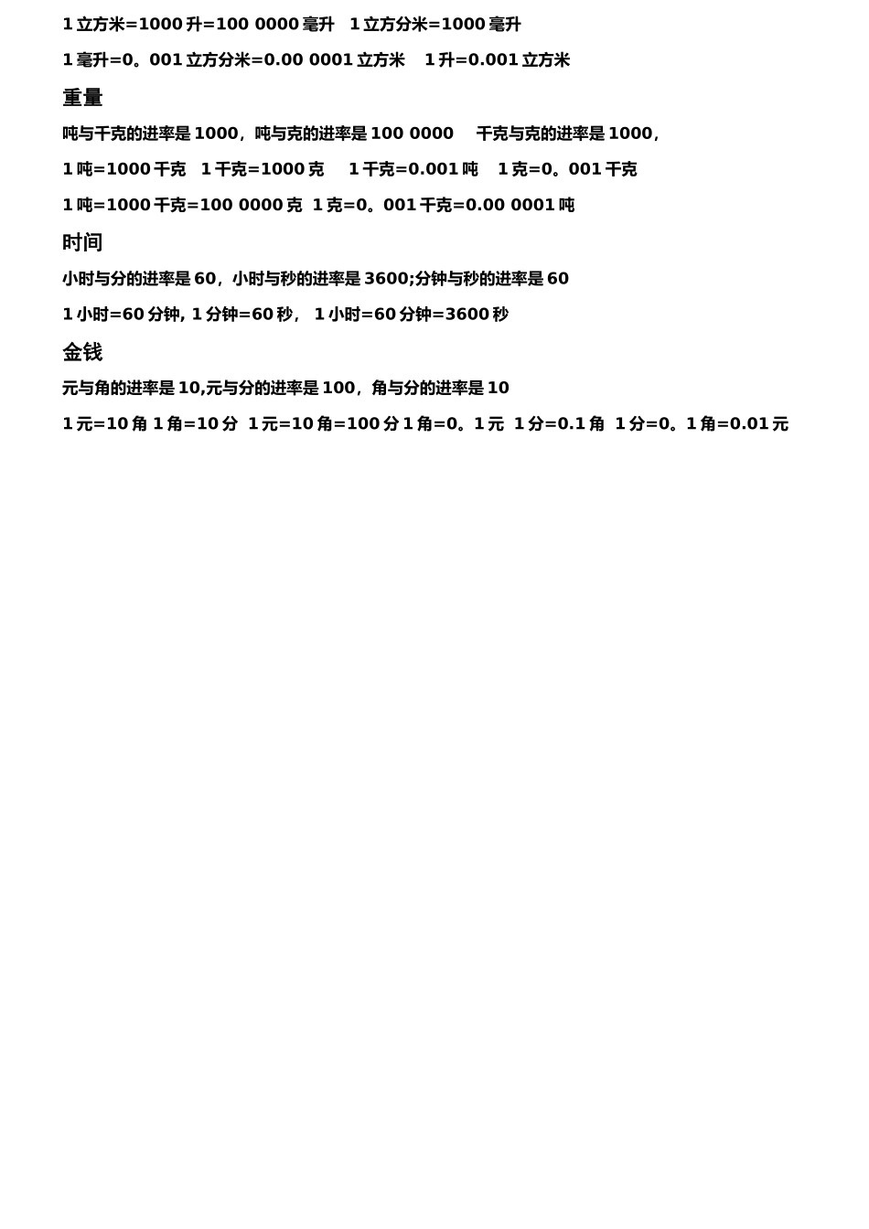 小学数学单位换算进率表_第2页