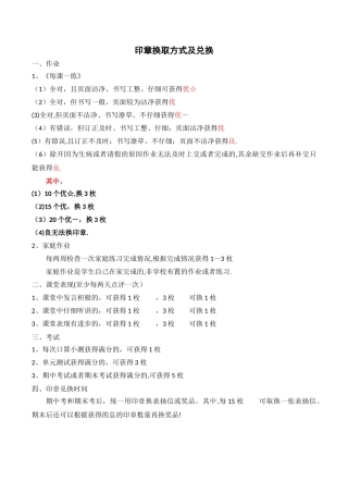 小学数学课堂和练习综合奖励制度