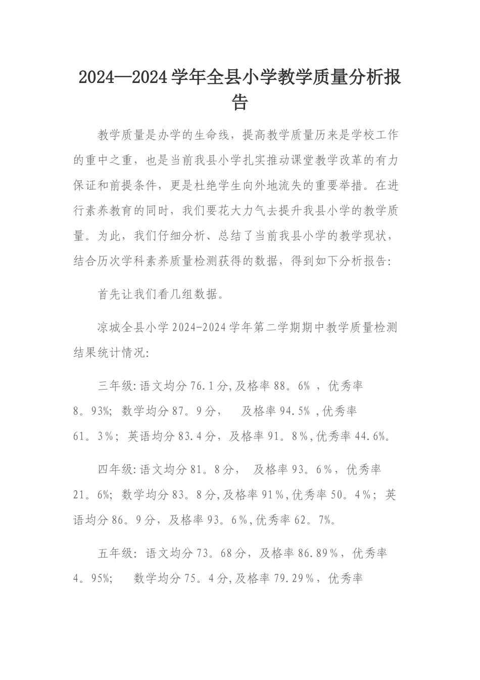 小学期末检测质量分析报告_第1页