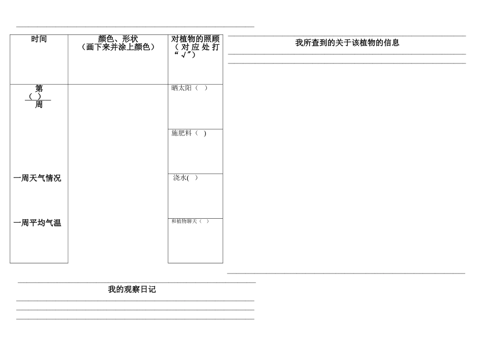 小学植物生长观察记录表_第2页