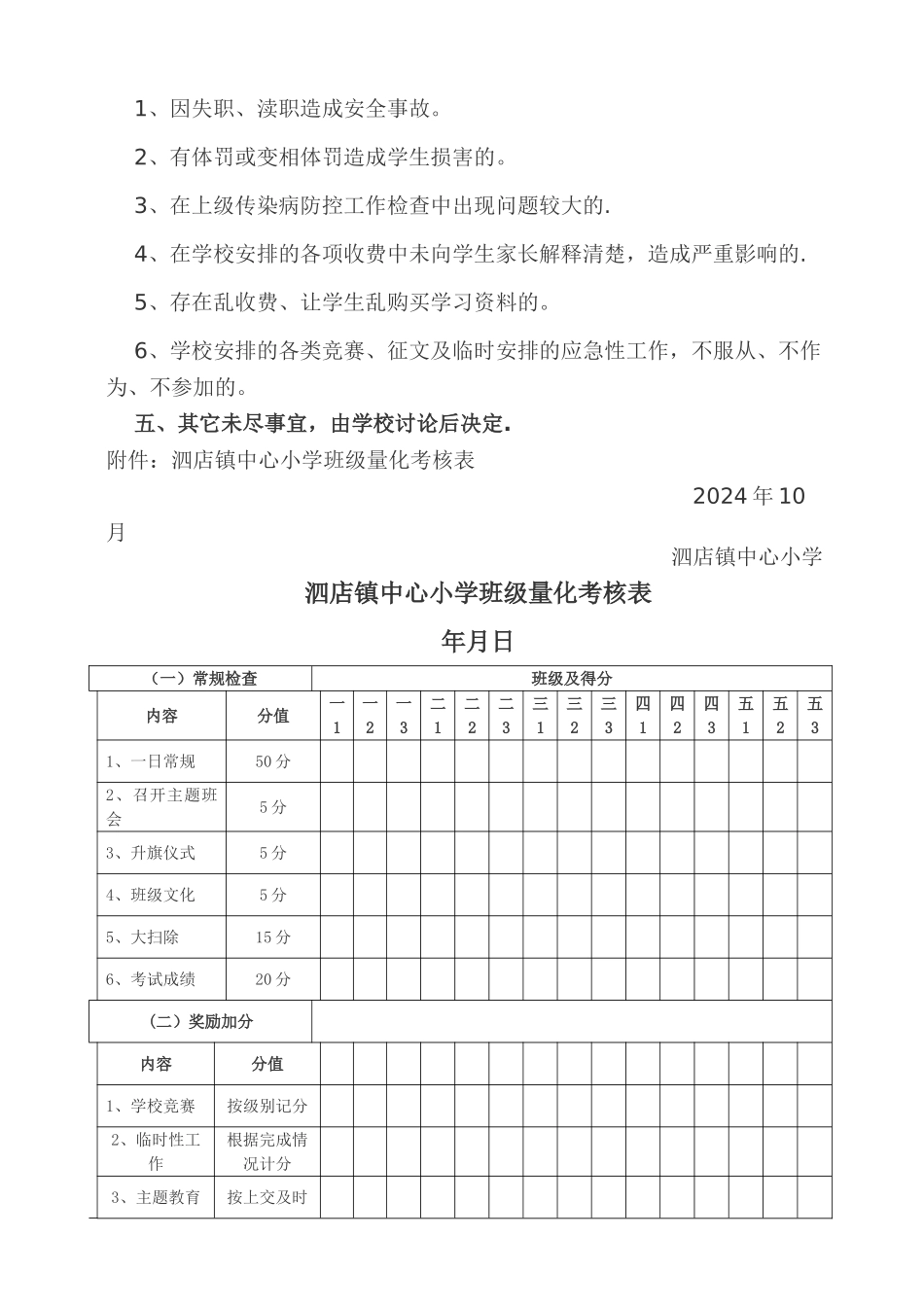 小学班主任工作考核办法_第3页