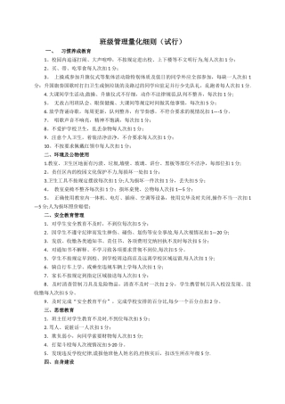 小学班级管理量化细则