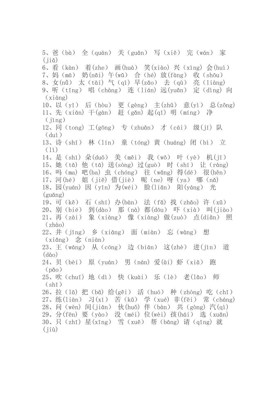 小学生一到六年级字表_第2页