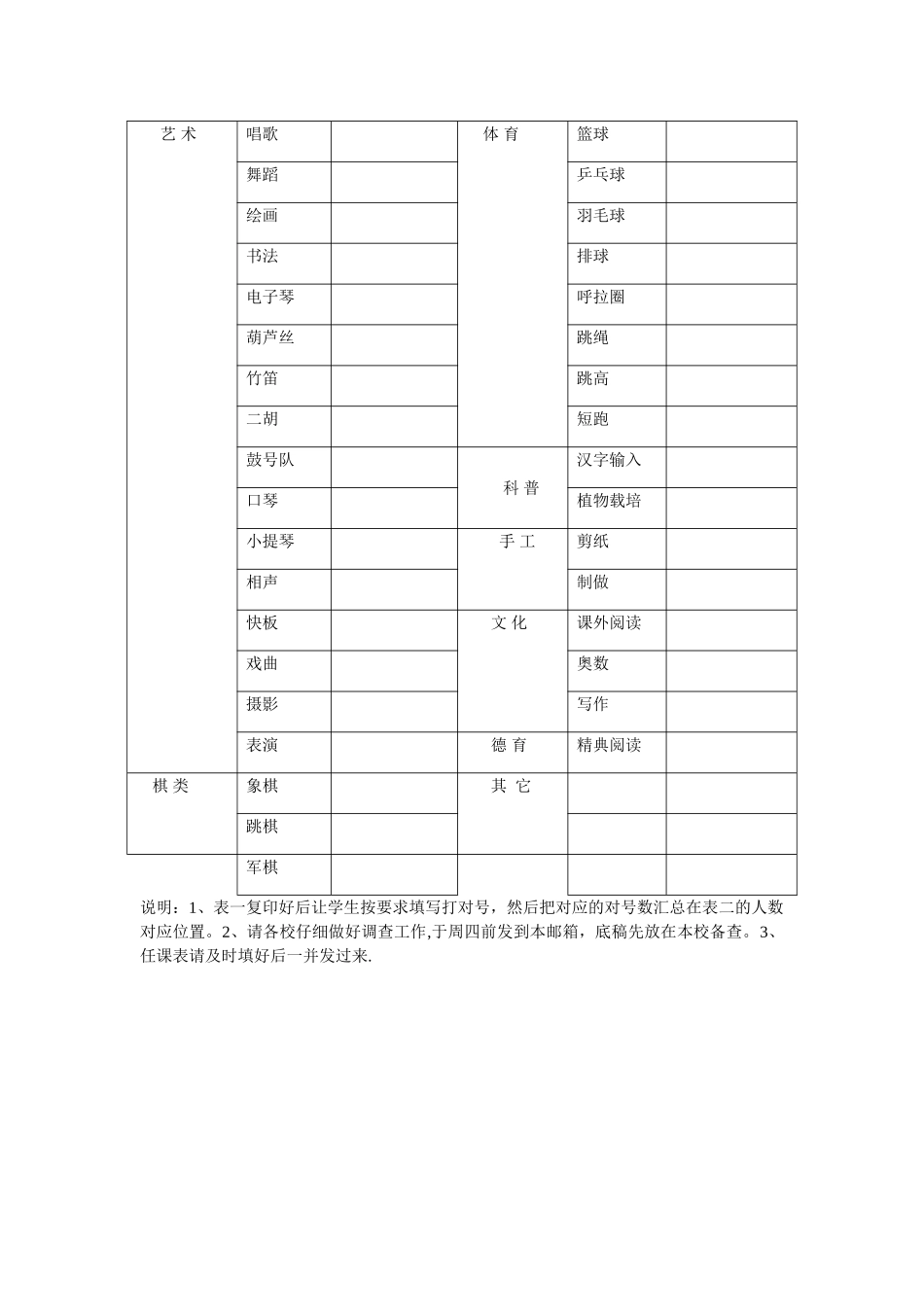小学生兴趣爱好调查表-_第2页