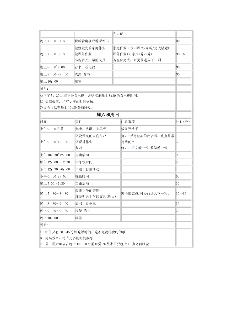 小学生学习计划表_第2页