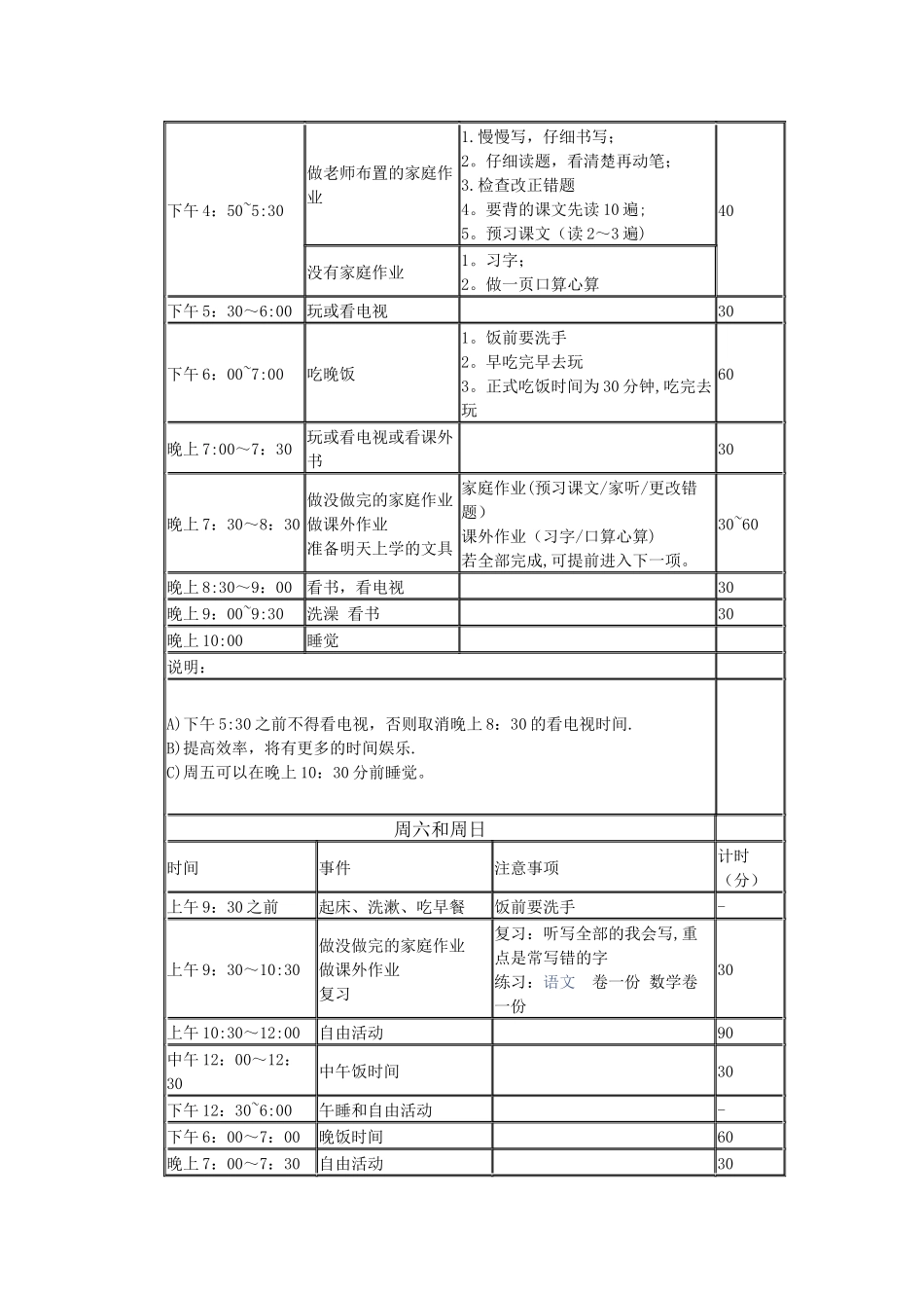 小学生新学期学习计划表_第2页