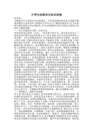 小学生法制安全知识讲座